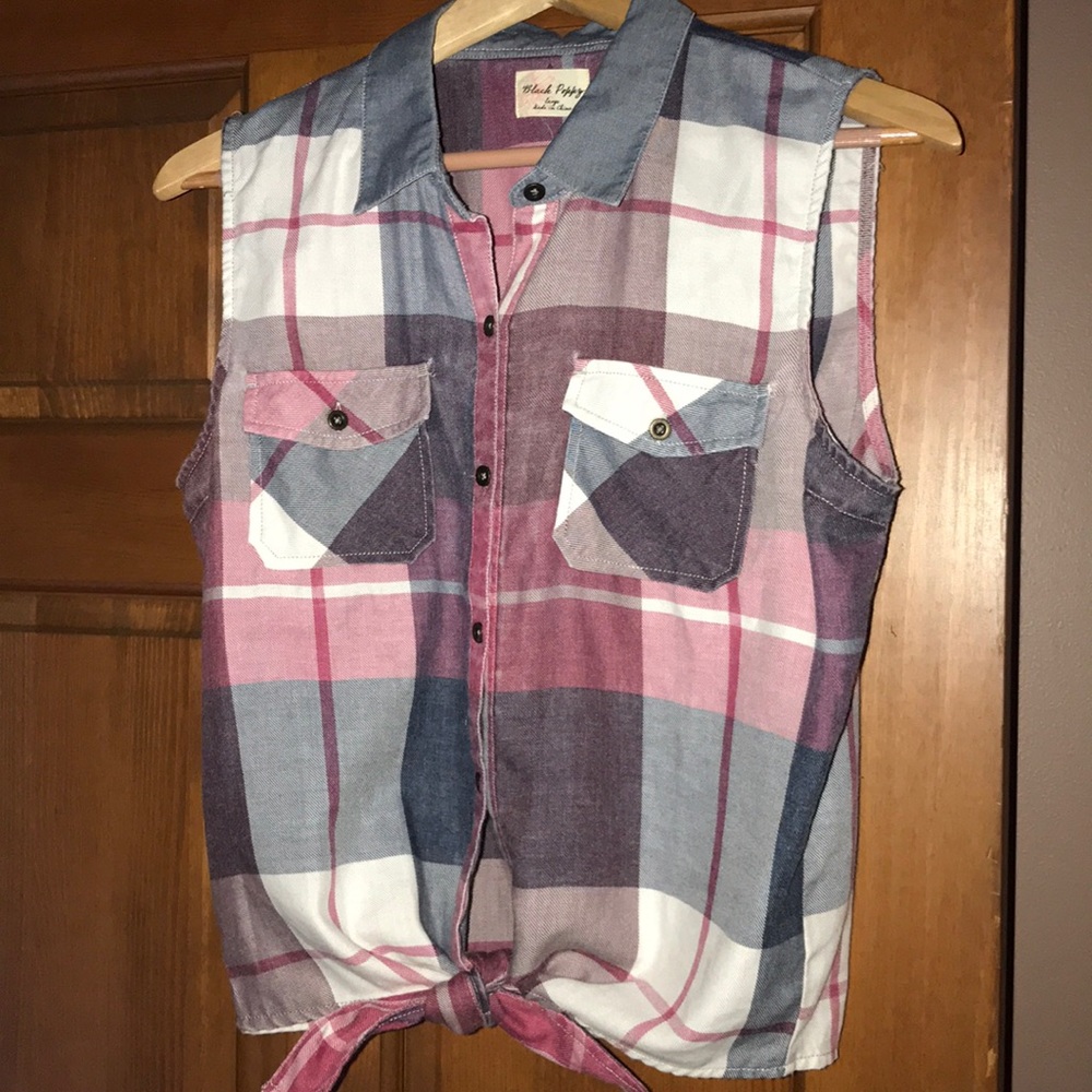 Pac Sun plaid tie top